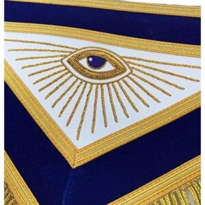 MASTER MASON Gold Embroidered Apron square compass with G Blue