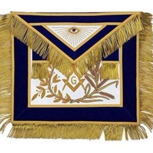MASTER MASON Gold Embroidered Apron square compass with G Blue