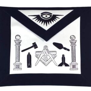 Masonic Apron - Hand Embroidered Tools Navy Blue Apron