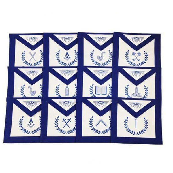Masonic-Blue-Lodge-Officers-Machine-Embroidered-Apron-Set-of-12