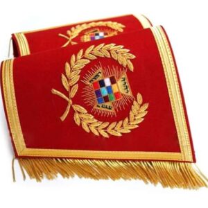 Masonic Gauntlets Cuffs - Past Grand High Priest PGHP Embroidered With Fringe