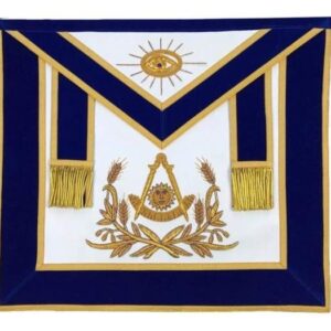 Masonic Past Master Hand Embroidered Apron Gold Embroidery Blue Velvet