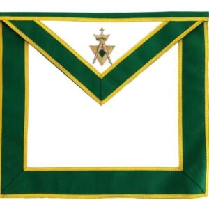 Allied Masonic Degree AMD Past Sovereign Master Apron Hand Embroidered Green Motif
