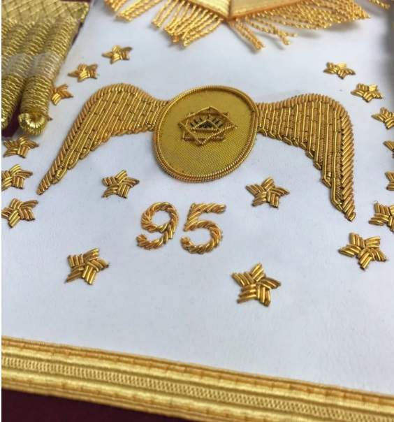 Masonic Scottish Rite 95th Degree Hand embroidered Set Apron Collar Cap Gauntlets