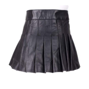 Ladies Black Leather Mini Kilt