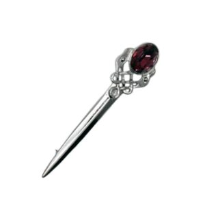 Pewter Entwined Serpent Kilt Pin With Stone Top