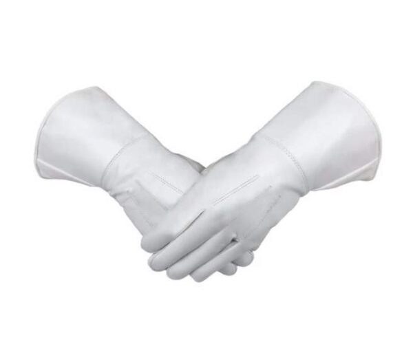 Masonic Piper Drummer Leather White Gloves