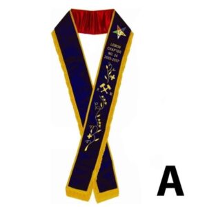 Past Matron OES Sash A on Velvet Hand Embroidered
