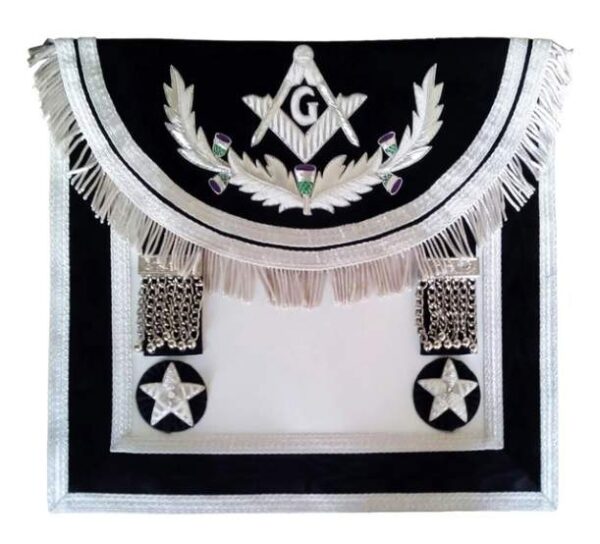 Master Mason Handmade Aprons - Black Silver with Vine work