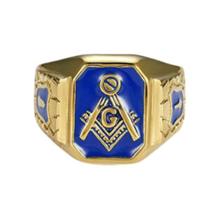 Stainless Steel Masonic Signet Ring – Blue Gold