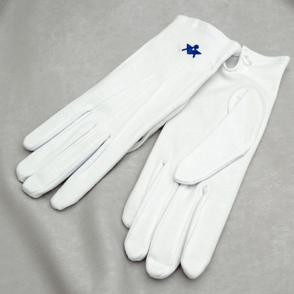 White Cotton Gloves with Motif